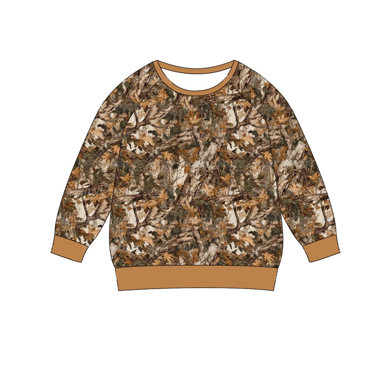 preorder BT0885 dark brown branch long sleeve boys pullover boys top