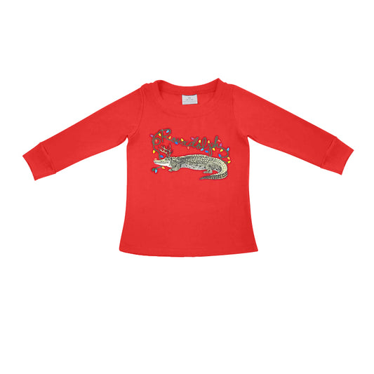 preorder BT0898 Christmas light crocodile red long sleeve boys top