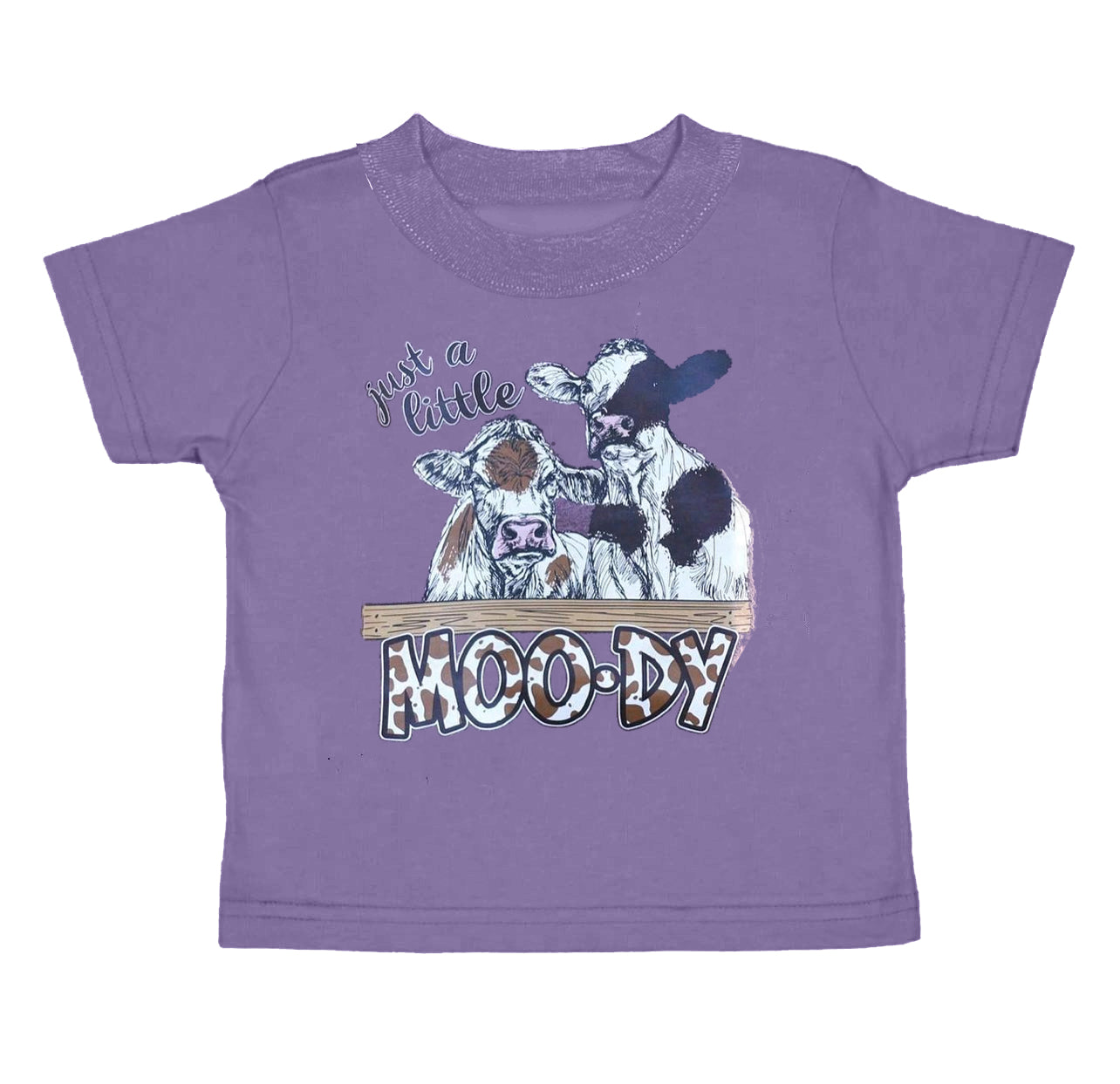 preorder BT0916 just a little moody cow purple short sleeve girls top