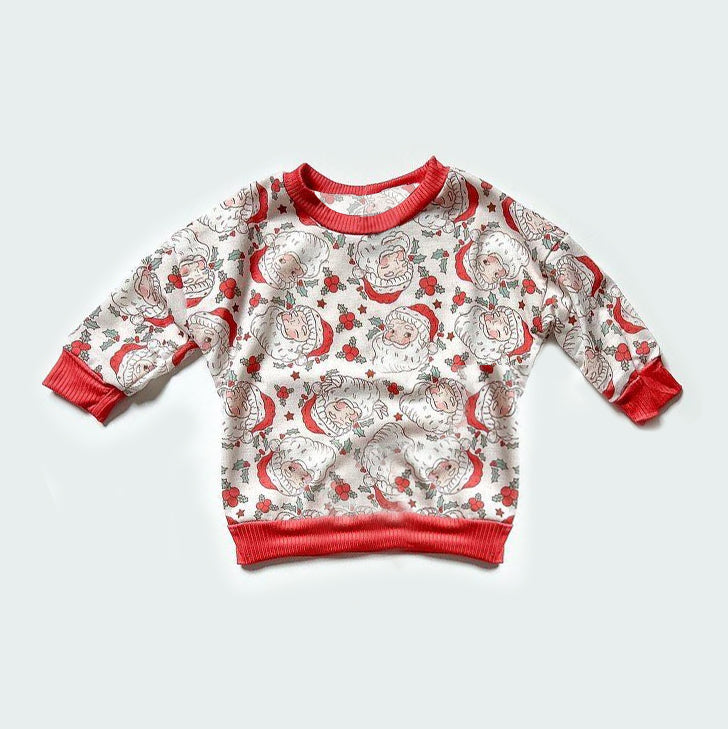 preorder BT0941 Christmas Santa holly berry red long sleeve boys top