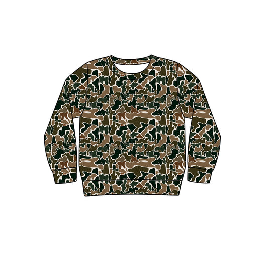 preorder BT0942 dark brown camo long sleeve adult man top