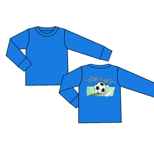 preorder BT0948 soccer blue long sleeve boys top