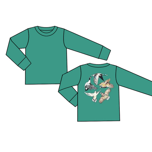 preorder BT0951 hunting mallard duck green long sleeve boys top