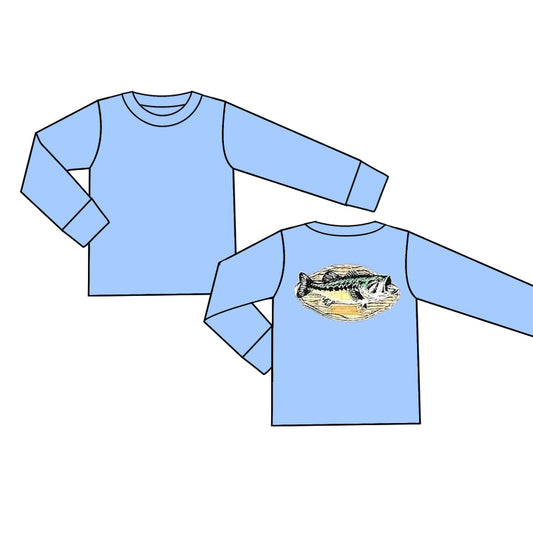 preorder BT0952 fishing blue long sleeve boys top