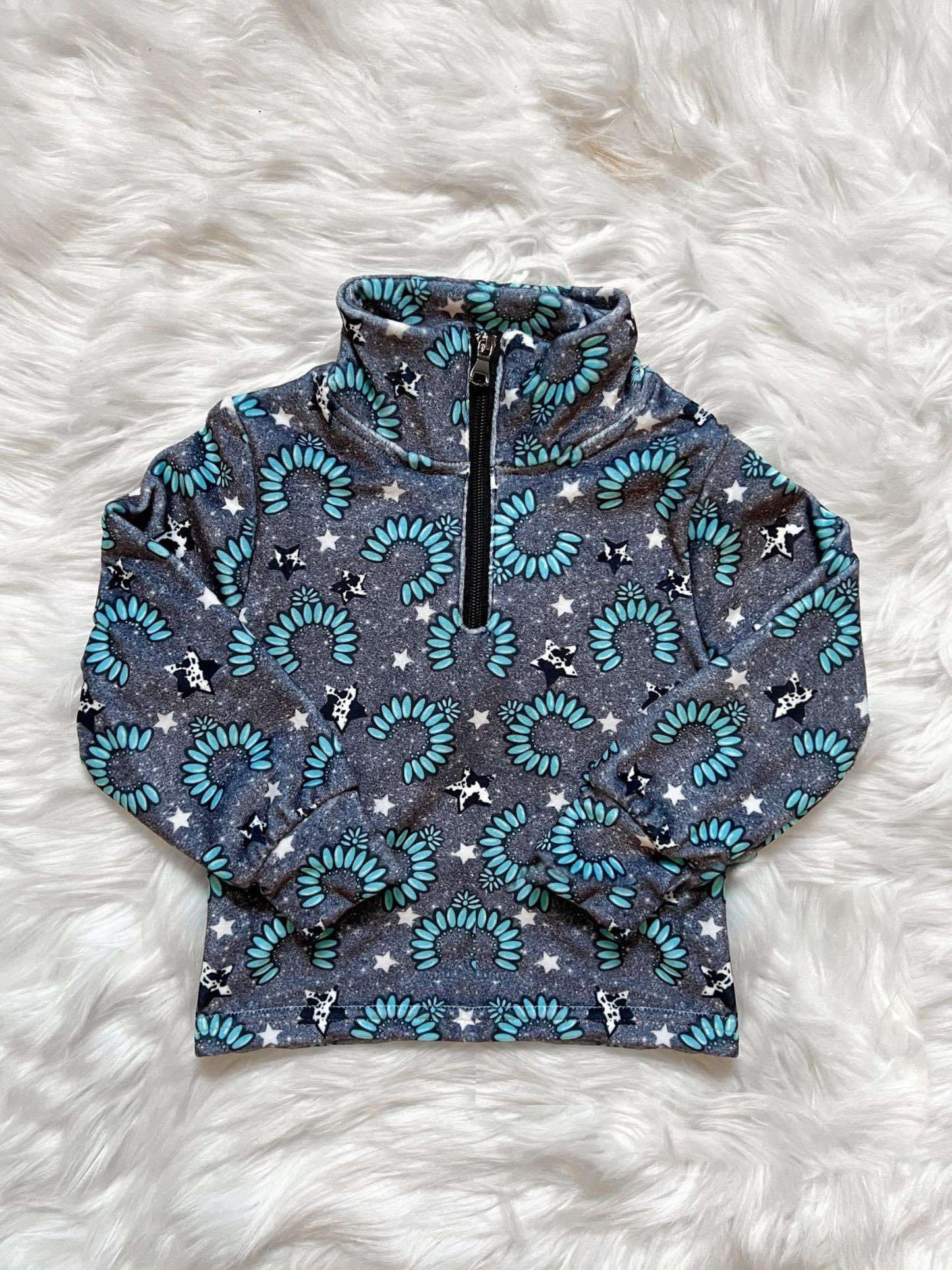 preorder BT0953 Western turquoise navy blue long sleeve boys pullover