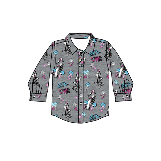 preorder BT0958 Christmas cartoon Dr grey long sleeve boys shirt boys top