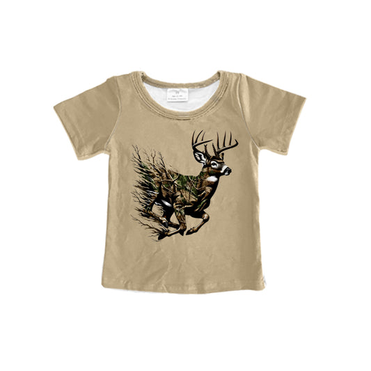 preorder BT0992 hunting camo deer khaki short sleeve boys top