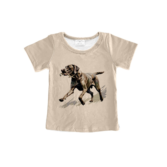 preorder BT0993 hunting camo dog khaki short sleeve boys top