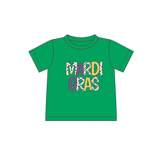 preorder BT0995 Mardi Gras green shorts sleeve boys top