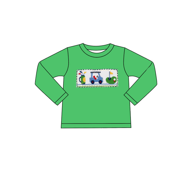 preorder BT1006 cute cartoon gold green long sleeve boys top