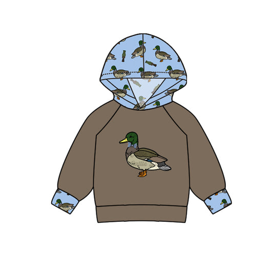 preorder BT1011 hunting mallard duck hooded brown boys pullover