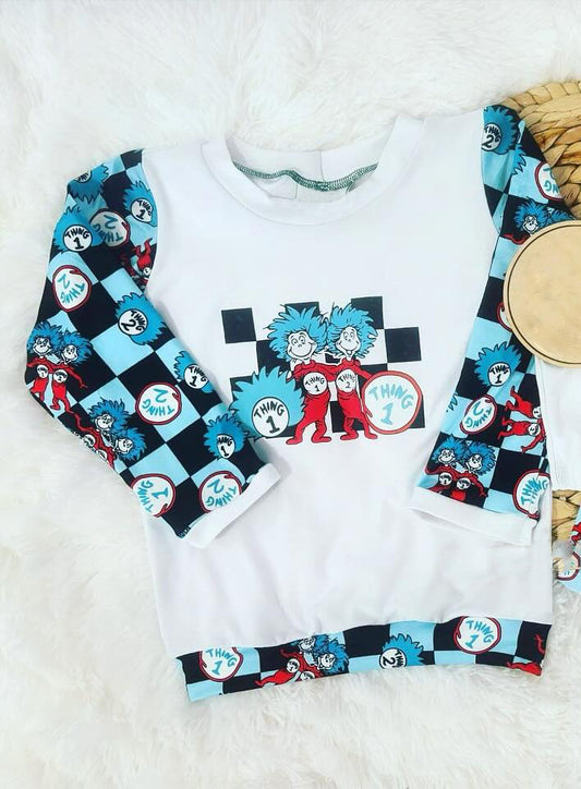 preorder BT1012 Christmas cartoon Dr blue long sleeve boys top