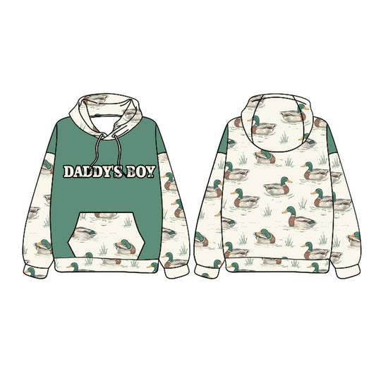 preorder BT1024 hunting daddy's boy mallard duck green long sleeve hooded boys pullover