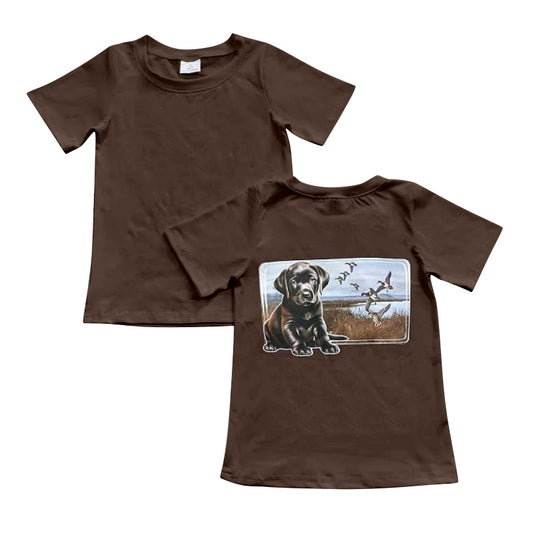 preorder BT1072 hunting mallard duck dog brown short sleeve boys top