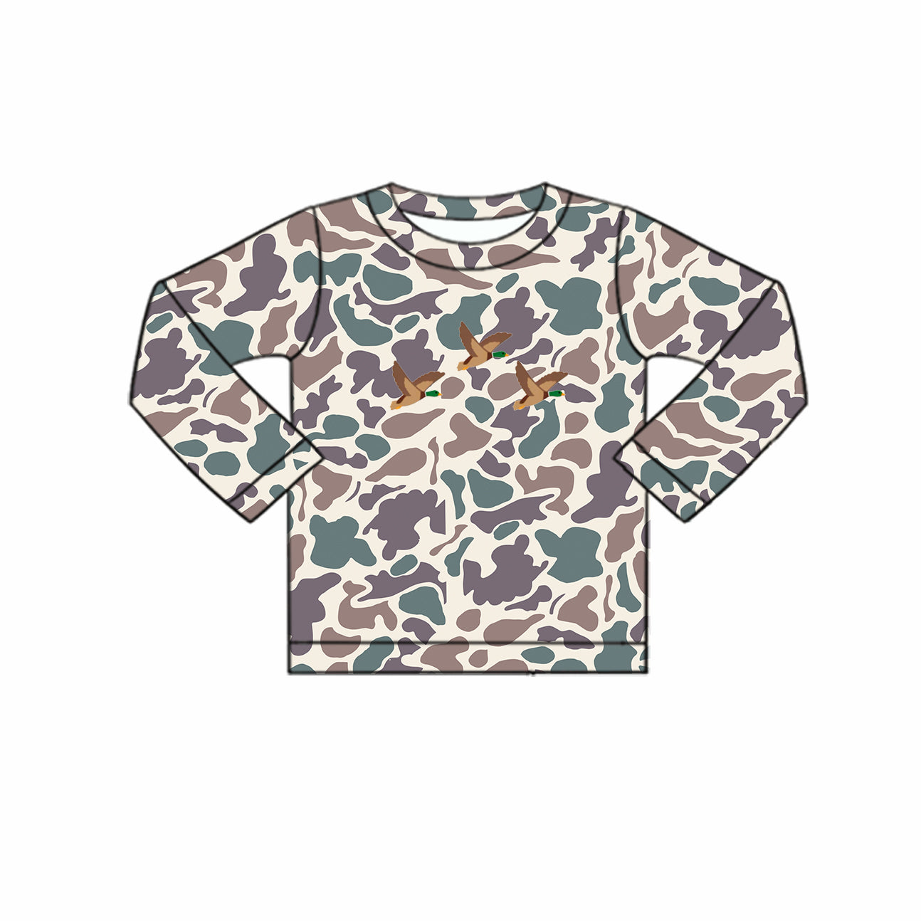 preorder BT1074 hunting camo duck camo mallard duck long sleeve boys top