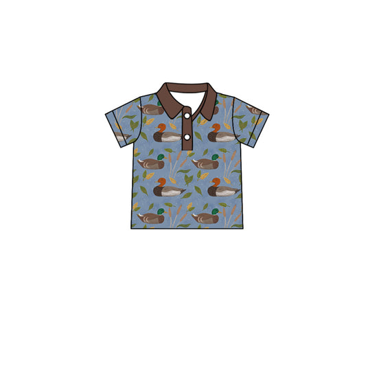 preorder BT1097 cute mallard duck blue short sleeve boys top