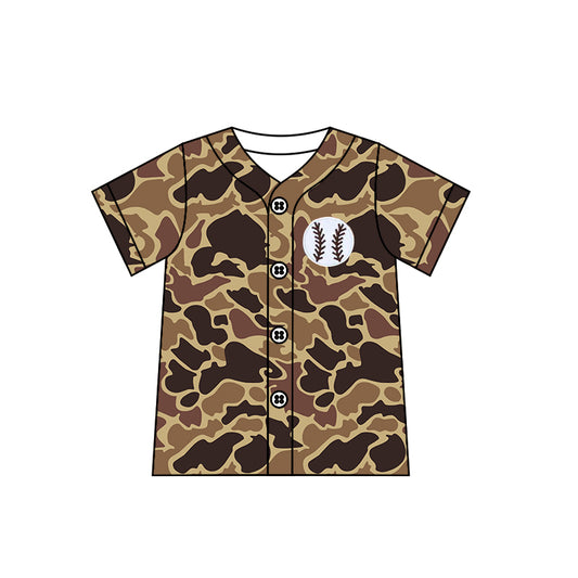 preorder BT1102 baseball hunting camo old school camo brown camo short sleeve boys top