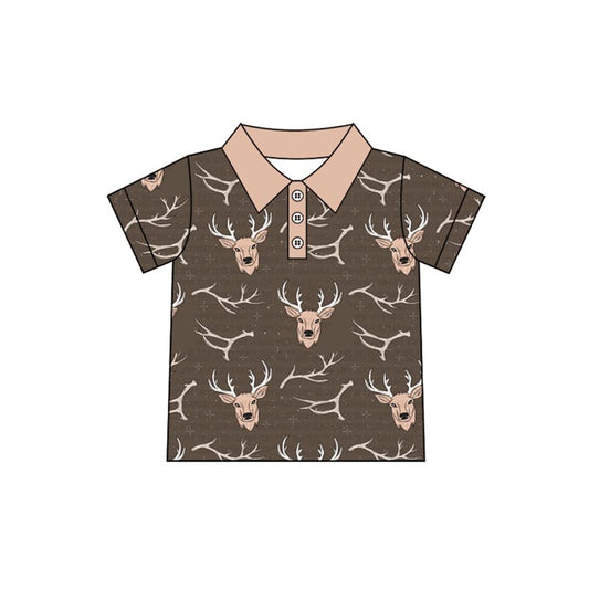 preorder BT1111 hunting deer brown short sleeve boys top