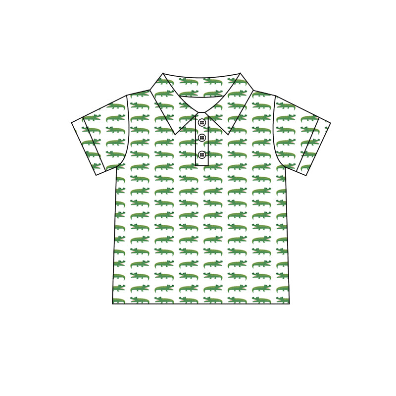 preorder BT1115 Green Crocodile Short Sleeve Boys Top