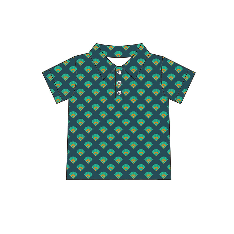 preorder BT1124 Play Baseball Dark Green Short Sleeve Boys Top