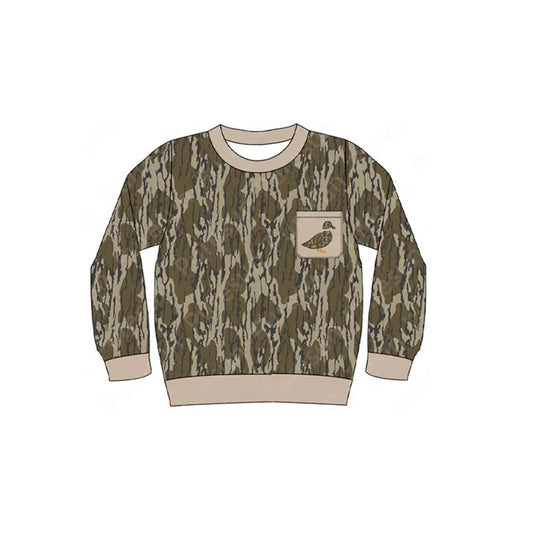 preorder BT1127 Hunting Camo Mallard Duck Pocket Bottomland Camo Long Sleeve Boys Top