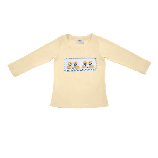 preorder BT1129 Cute Dog Khaki Long Sleeve Boys Top