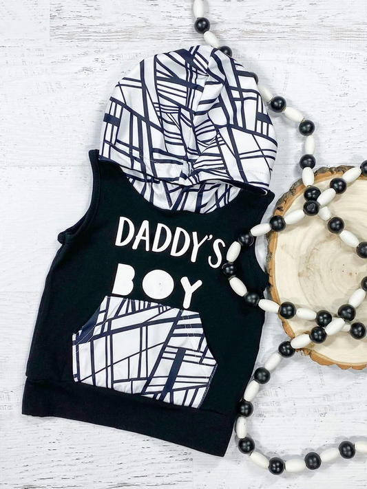 preorder BT1135 Daddy's Boy Black Pocket Hoodie Boys Top