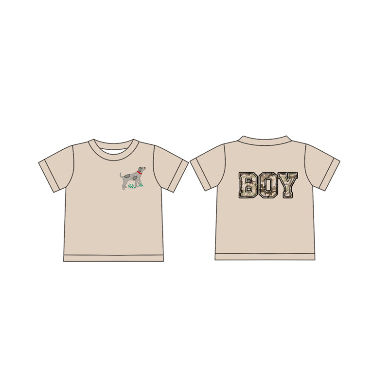 preorder BT1139 Hunting Camo Boy Dog Short Sleeve Boys Top