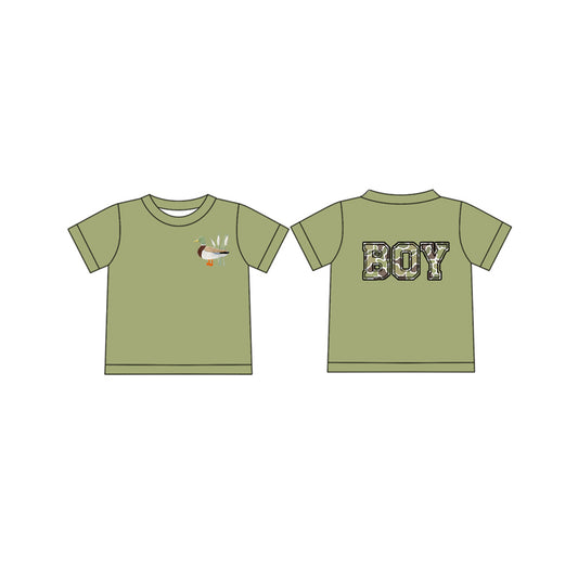 preorder BT1142 Hunting Camo Boy Mallard Duck Dark Green Short Sleeve Boys Top