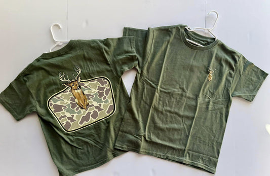 preorder BT1148 Hunting camo deer dark green short sleeve boys top