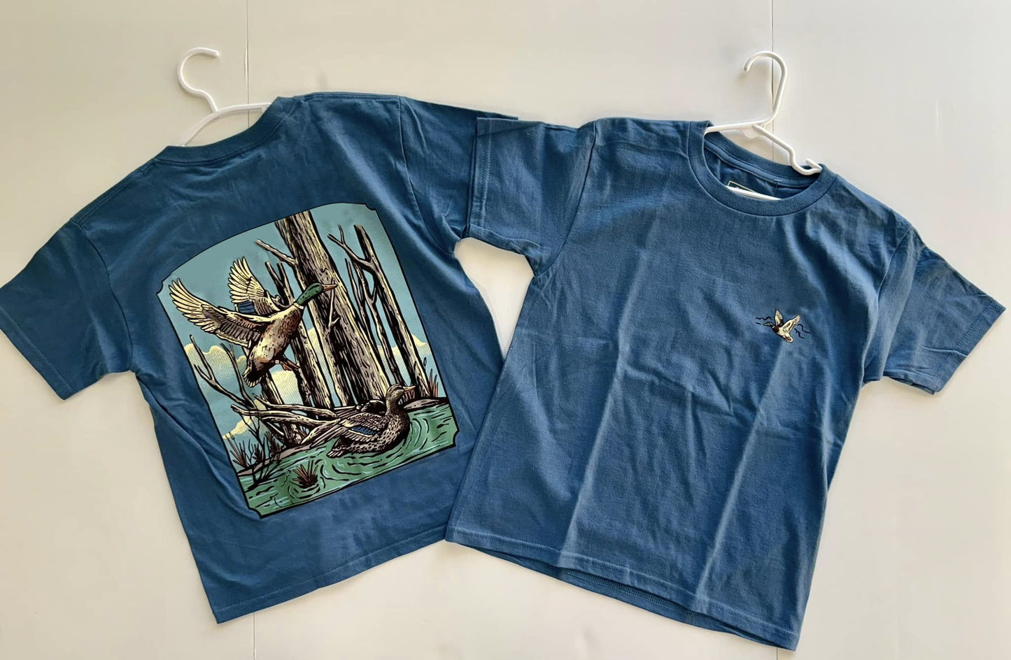 preorder BT1150 Hunting mallard duck blue short sleeve boys top