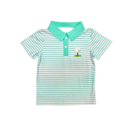 preorder BT1162 Play Golf Green Striped Short Sleeve Boys Top