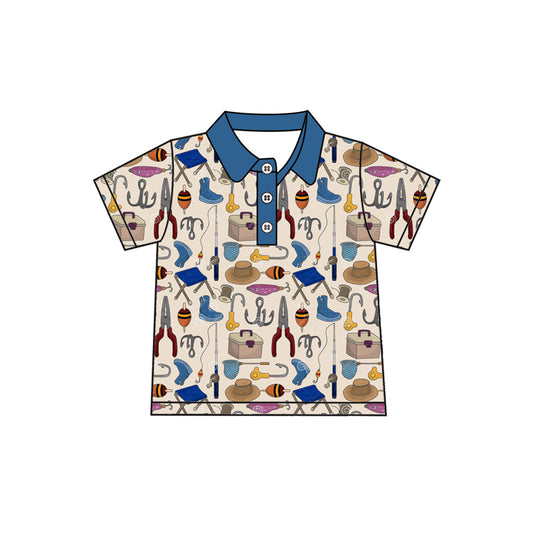preorder BT1173 Hunting fishing navy blue short sleeve boys top
