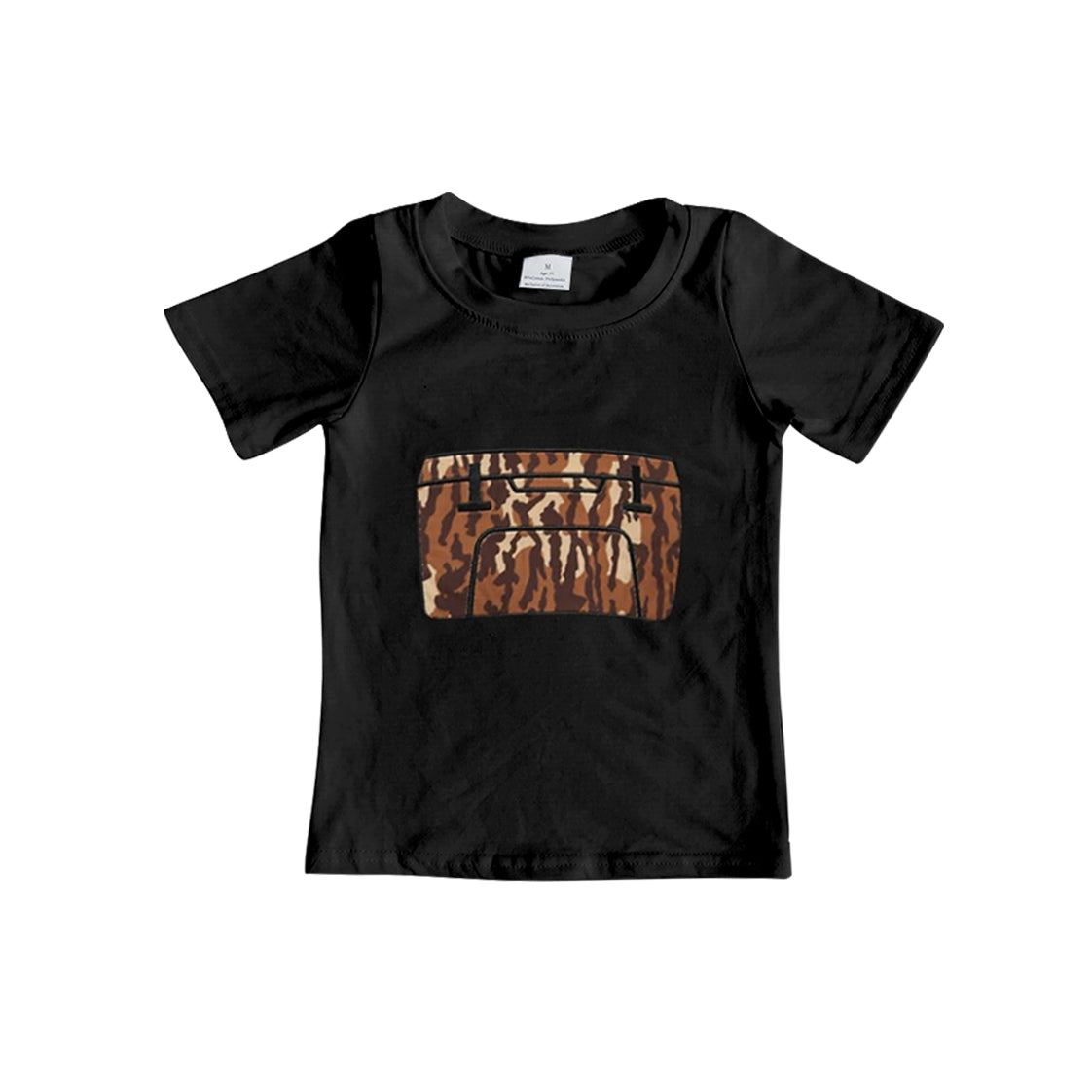 preorder BT1179 camo camping box black short sleeve boys top