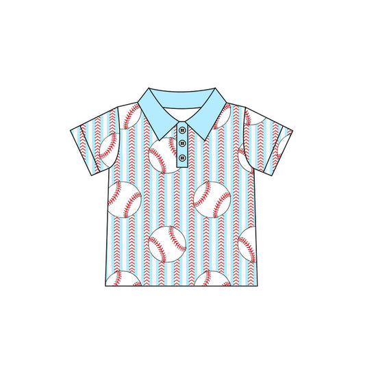 preorder BT1180 baseball mint color striped short sleeve boys top