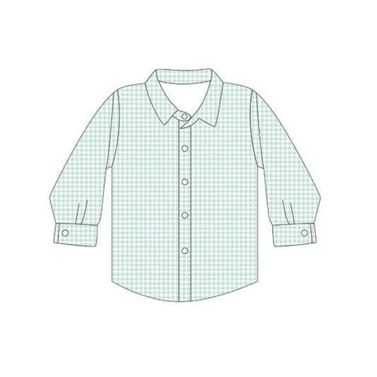 preorder BT1258 green checkered long sleeve boys top coat