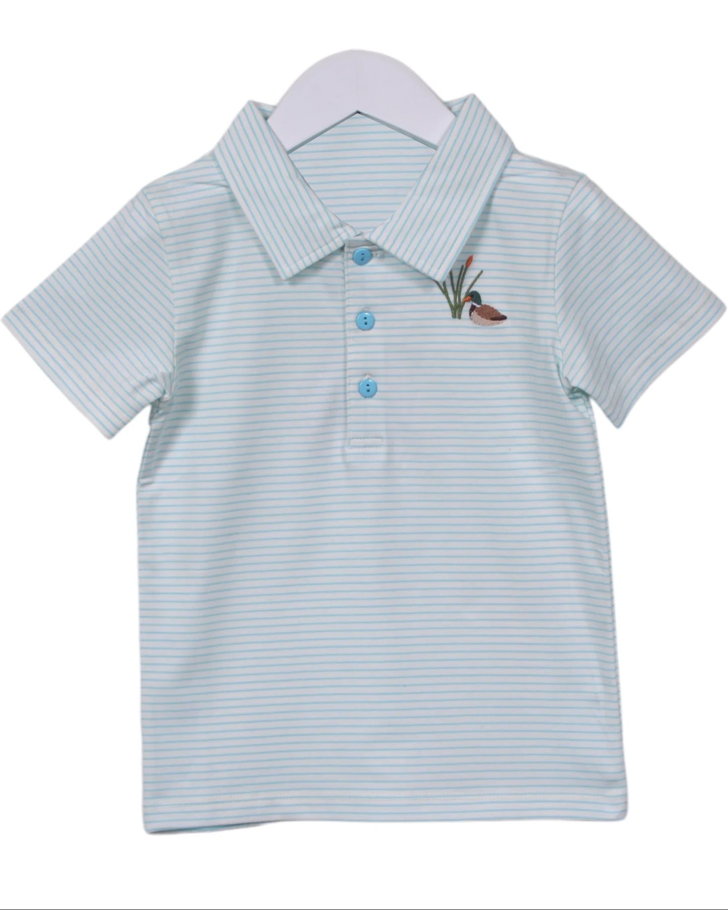 preorder BT264 malalrd duck blue striped short sleeve boys top