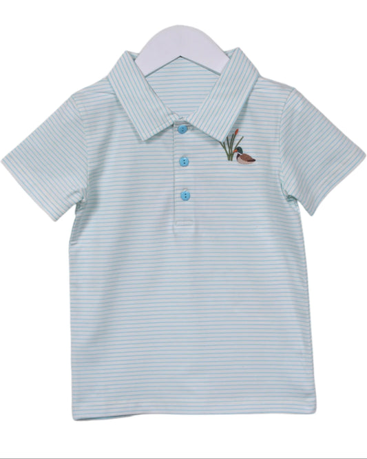 preorder BT264 malalrd duck blue striped short sleeve boys top