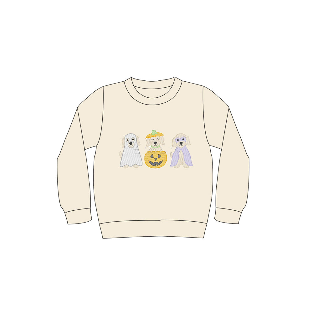 preorder BT1277 Halloween pumpkin dog long sleeve boys top