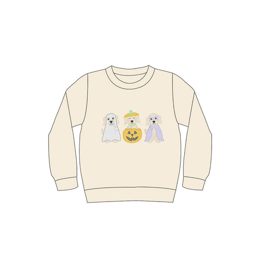 preorder BT1277 Halloween pumpkin dog long sleeve boys top