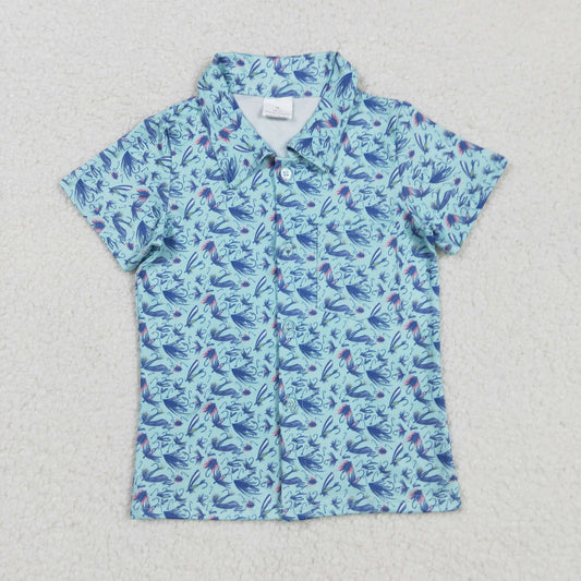 BT1296 hunting fishing blue short sleeve boys top