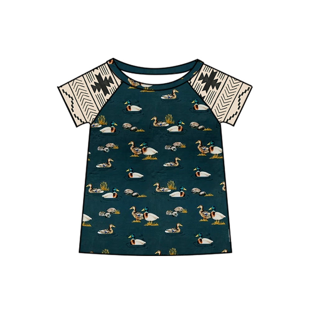 preorder BT1310 Western aztec hunting mallard duck short sleeve boys top