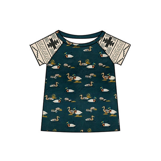 preorder BT1310 Western aztec hunting mallard duck short sleeve boys top
