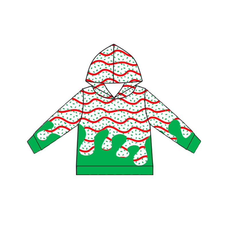 preorder BT1315 Christmas green dot red striped long sleeve hoodie boys top