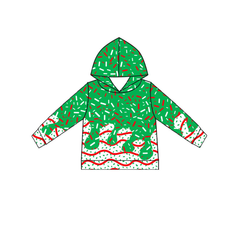 preorder BT1316 Christmas green dot red striped long sleeve hoodie boys top