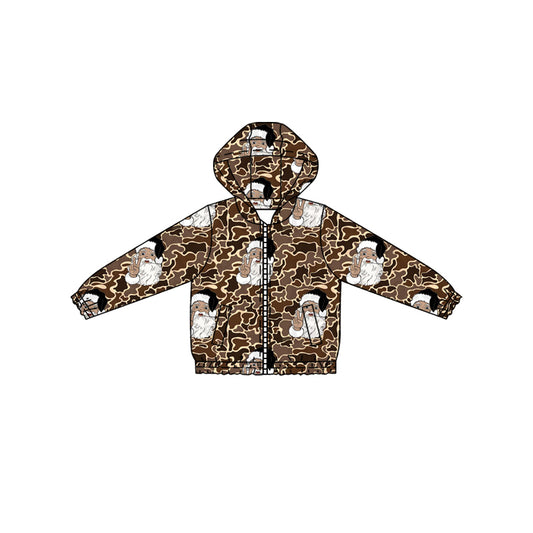 preorder BT1344 Christmas Santa camo zipper hoodie long sleeve boys coat