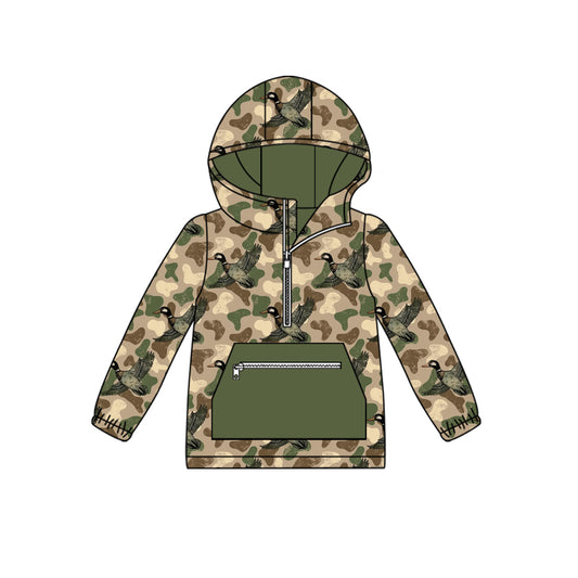 preorder BT1347 hunting mallard duck camo pocket zipper hoodie long sleeve boys top
