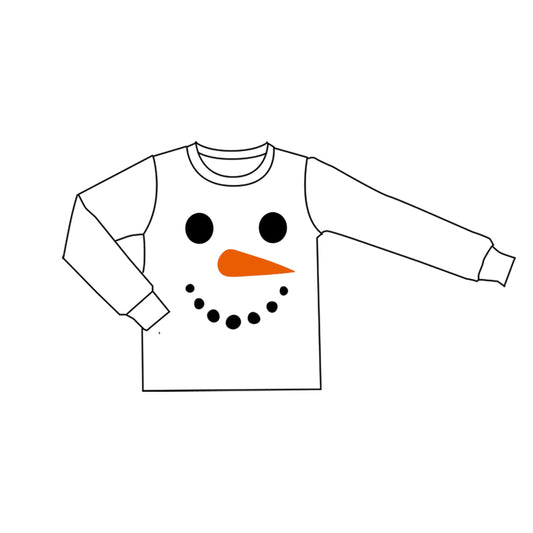preorder BT1351 Christmas snowman white long sleeve boys top