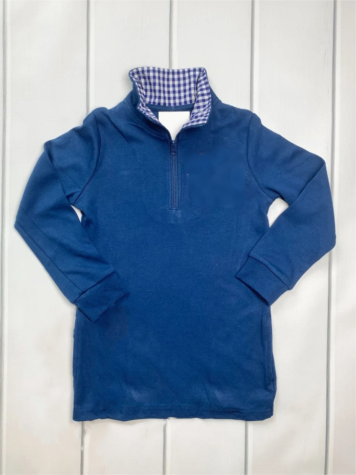 preorder BT1360 navy blue zipper long sleeve boys top