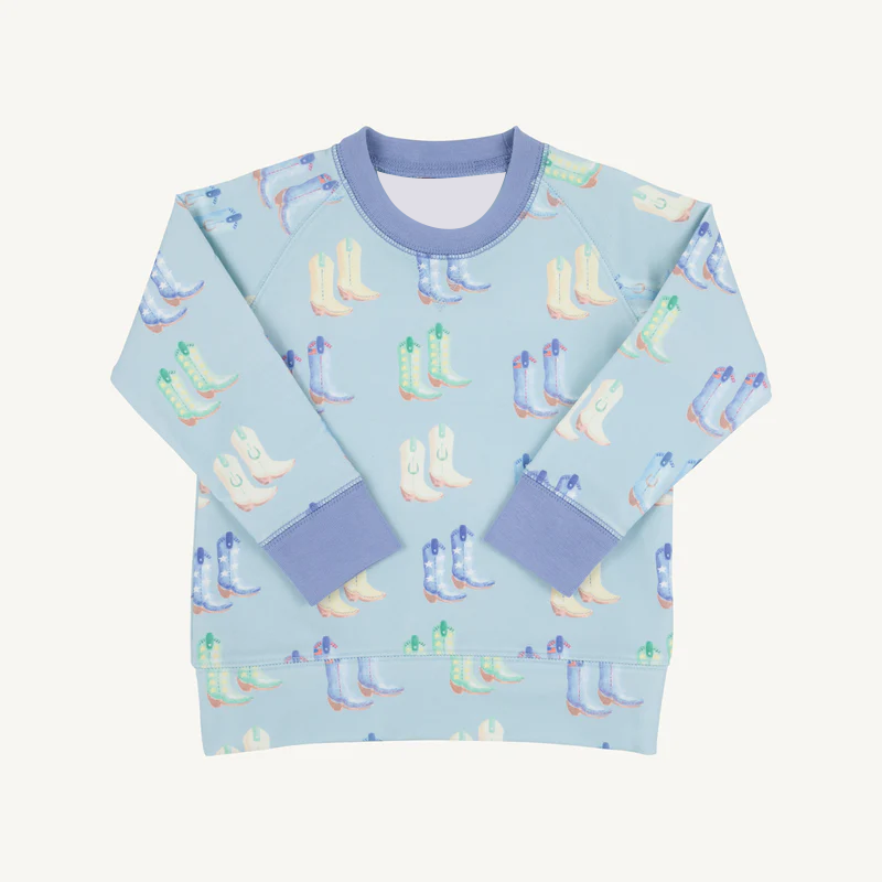 preorder BT1370 Western boots blue long sleeve boys top